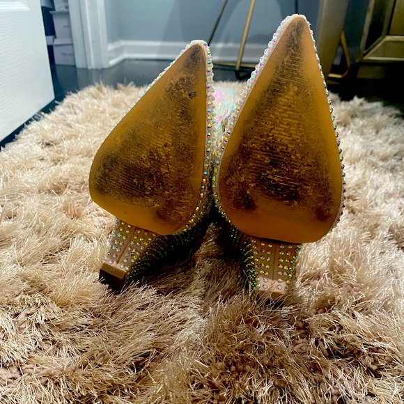 Nude, iridescent rhinestone over the knee/thigh high boots. - Picture 5 of 5